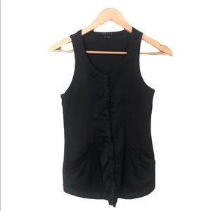 Theory Black Vest Button Up Sleeveless